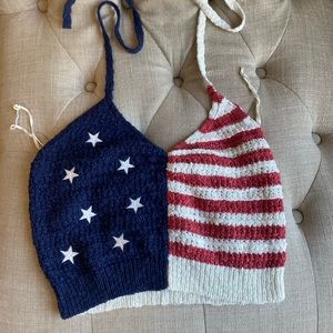 American Eagle 4th of July Crochet Halter top